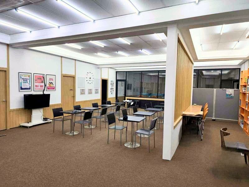 Open lounge and study space at the main campus