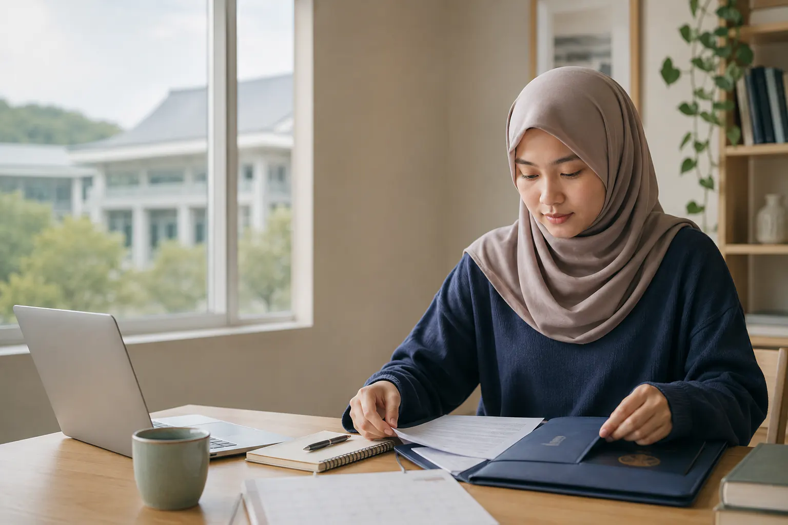 International student planning a Korean university application on a laptop